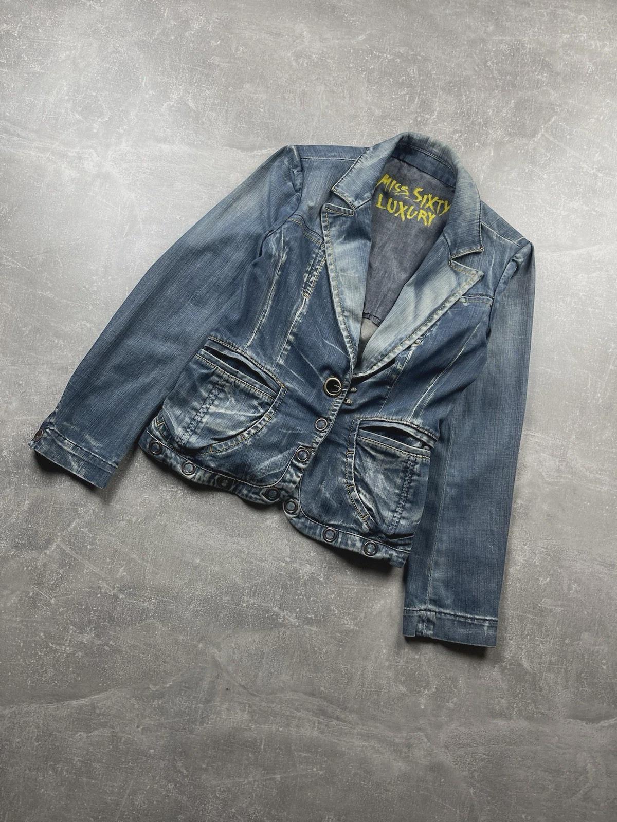 Y2k Miss Sixty Luxury Vintage Denim Blazer Jacket Size M Made in