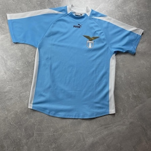 Camiseta vintage de Puma de la SS Lazio de los años 2000 con estampado de autógrafos, talla M