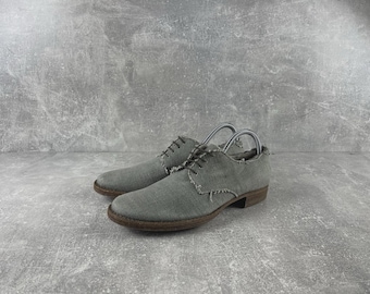 Minimalist Avant Garde Gray Marsala Denim Lace Up Formal Shoes Size 39
