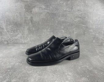 Vintage Gianni Versace 90s Leather Slip On Dress Shoes Black Size 42