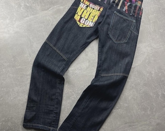 ANTFUI Archive Japanische Harajuku Patchwork Navy Denim Jeans Mehrfarbig Größe 79