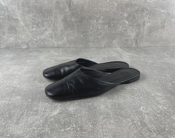 Archiwum Jil Sander Minimalistyczne skórzane klapki z lat 90., czarne, rozmiar 37, wyprodukowane we Włoszech