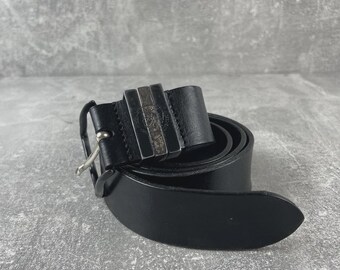 Vintage Y2K Diesel Logo Belt – Brown Leather, Made in Italy (size