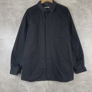 Emporio Armani Vintage 90s Minimalist Hidden Placket Shirt Jacket Black Sz 52 XL