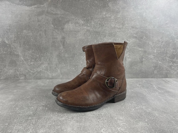 Fiorentini + Baker Brown Leather Buckle Mid Calf Boots Made in Italy Size 36