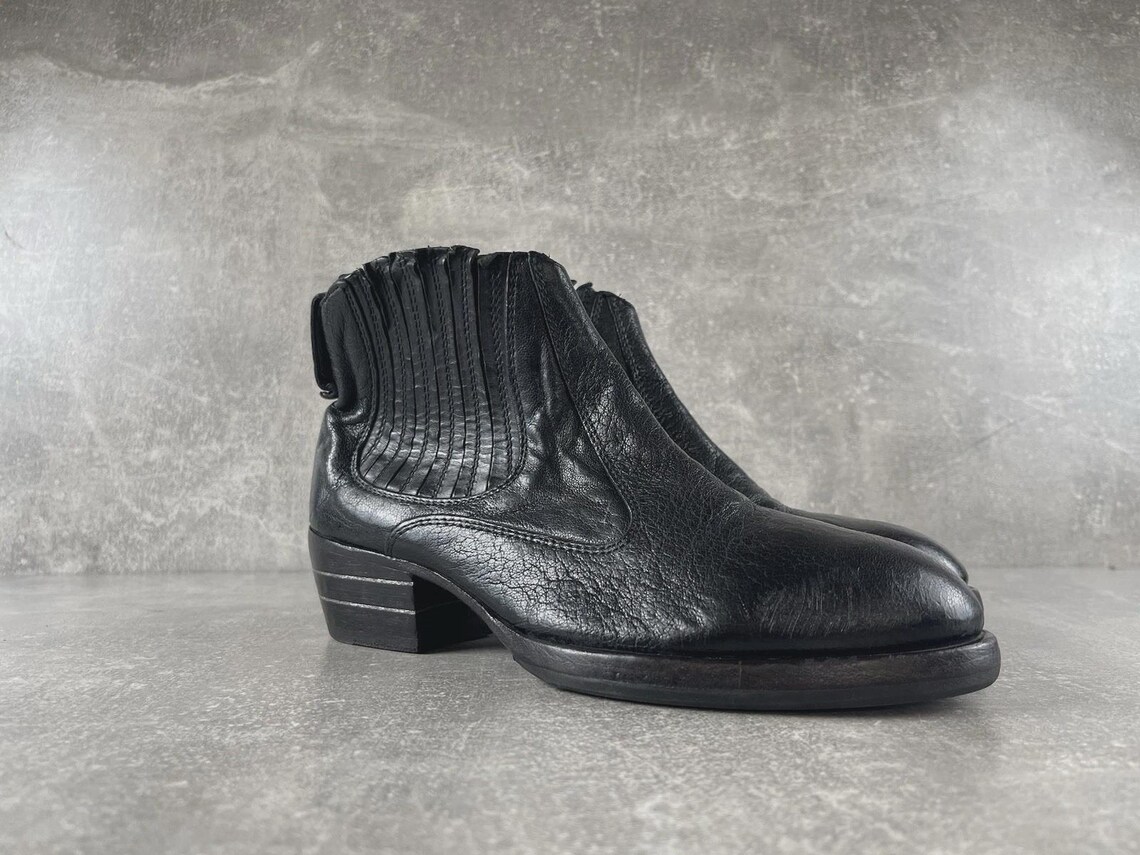 MOMA Avant Garde Chelsea Ankle Boots Black Leather Size EU 38 Made in Italy 2000s, foto 2 de 5