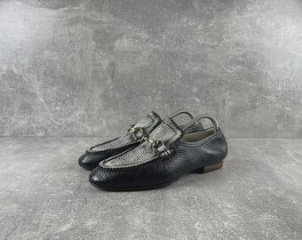 Gucci Vintage Horsebit Loafer aus genarbtem Leder, schwarz, Größe 40, hergestellt in Italien, 1990er Jahre