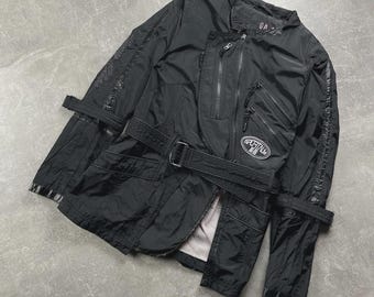 Sportalm 80 09 Technical Zip Belted Straps Jacket Black Late 2000s Size S