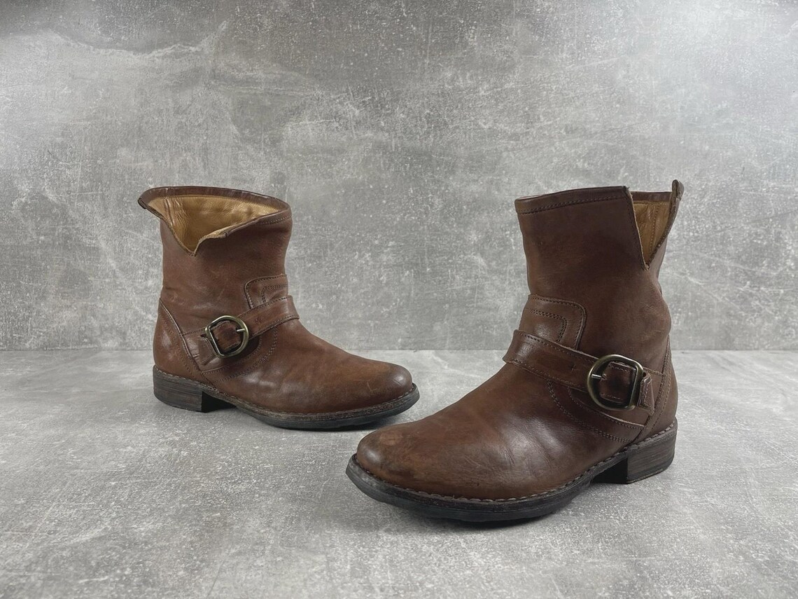 Fiorentini + Baker Brown Leather Buckle Mid Calf Boots Made in Italy Size 36, Foto 4 von 5