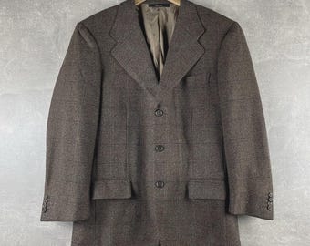 Baldessarini by Hugo Boss Cashmere Wool Blazer Jacket Brown Made in Italy Sz 48 2000s