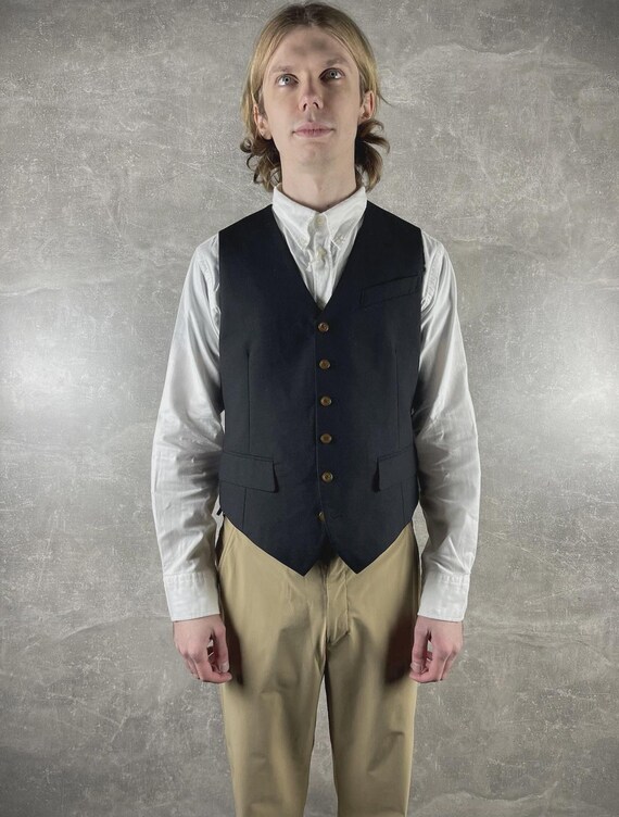 Vivienne Westwood MAN 2000s Wool Waistcoat Vest Black Size 48 Made in Italy View 4