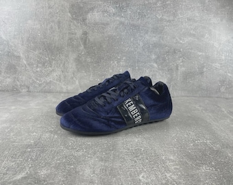 Bikkembergs Y2K 00s VNTG Velvet Low Top Sneakers Blue EU39 US 8.5 Made in Italy