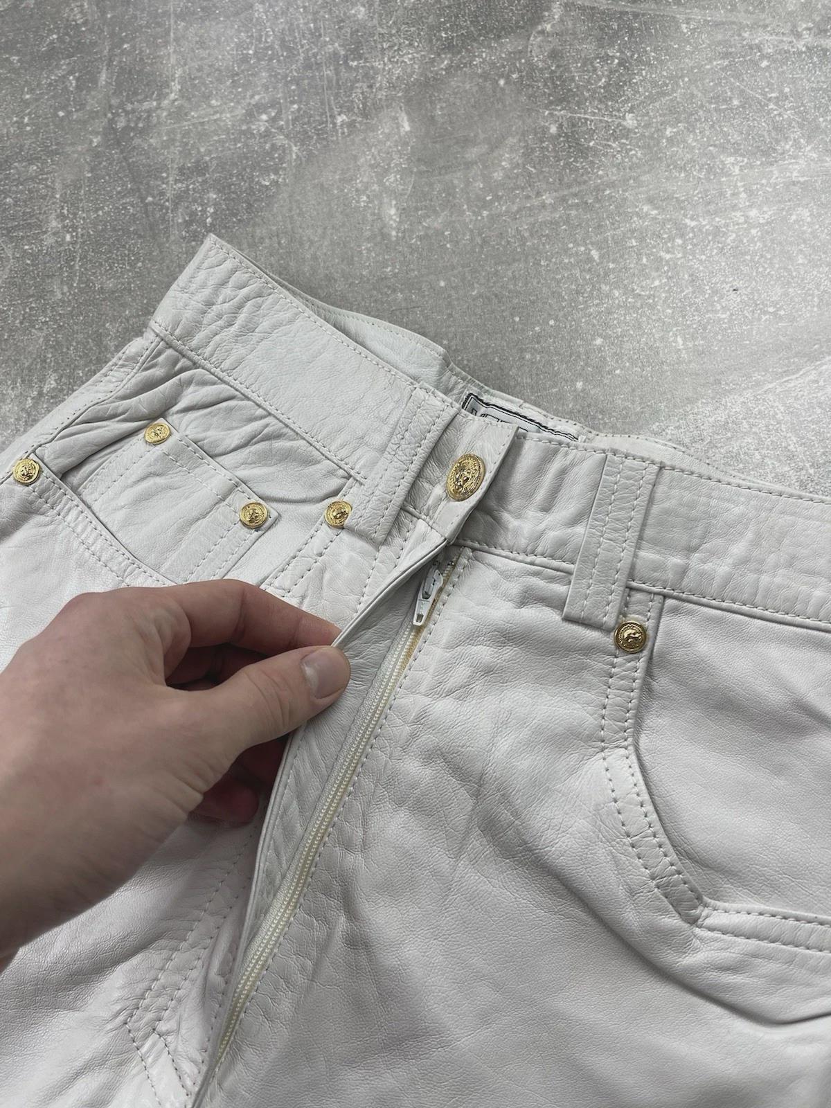 Versus Gianni Versace Vintage 90s White Leather Pants High Waist