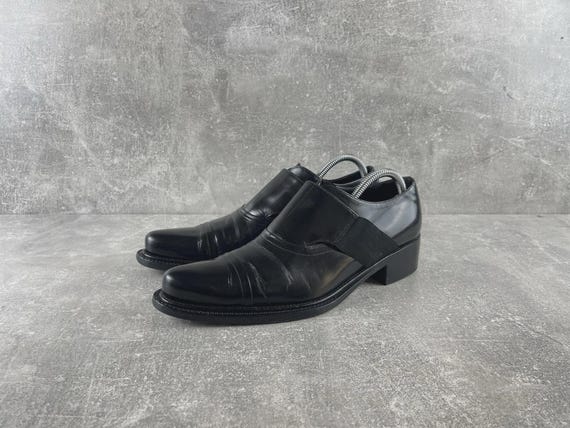 Prada, Prada Archives Leather Slip On Dress Shoes Black Size EU 40