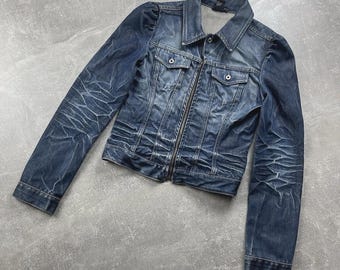Y2K Diesel FC Denim Zip Jacket Big Logo Size M Brown - Etsy