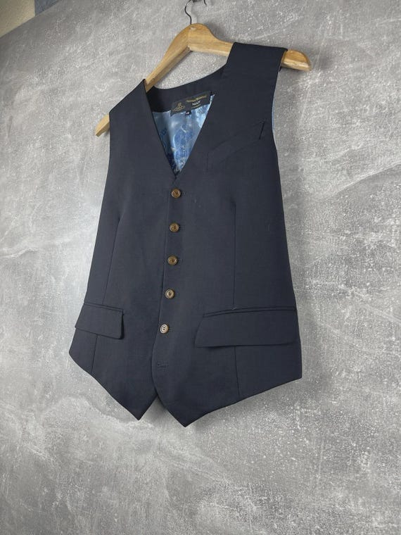 Vivienne Westwood MAN 2000s Wool Waistcoat Vest Black Size 48 Made in Italy View 3