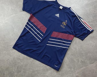 France Adidas France FFF Football Jersey 2009 | Blue Tricolor Shirt XL Climalite