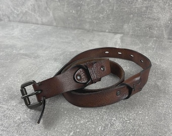 Vintage Y2K Diesel Logo Belt – Brown Leather, Made in Italy (size