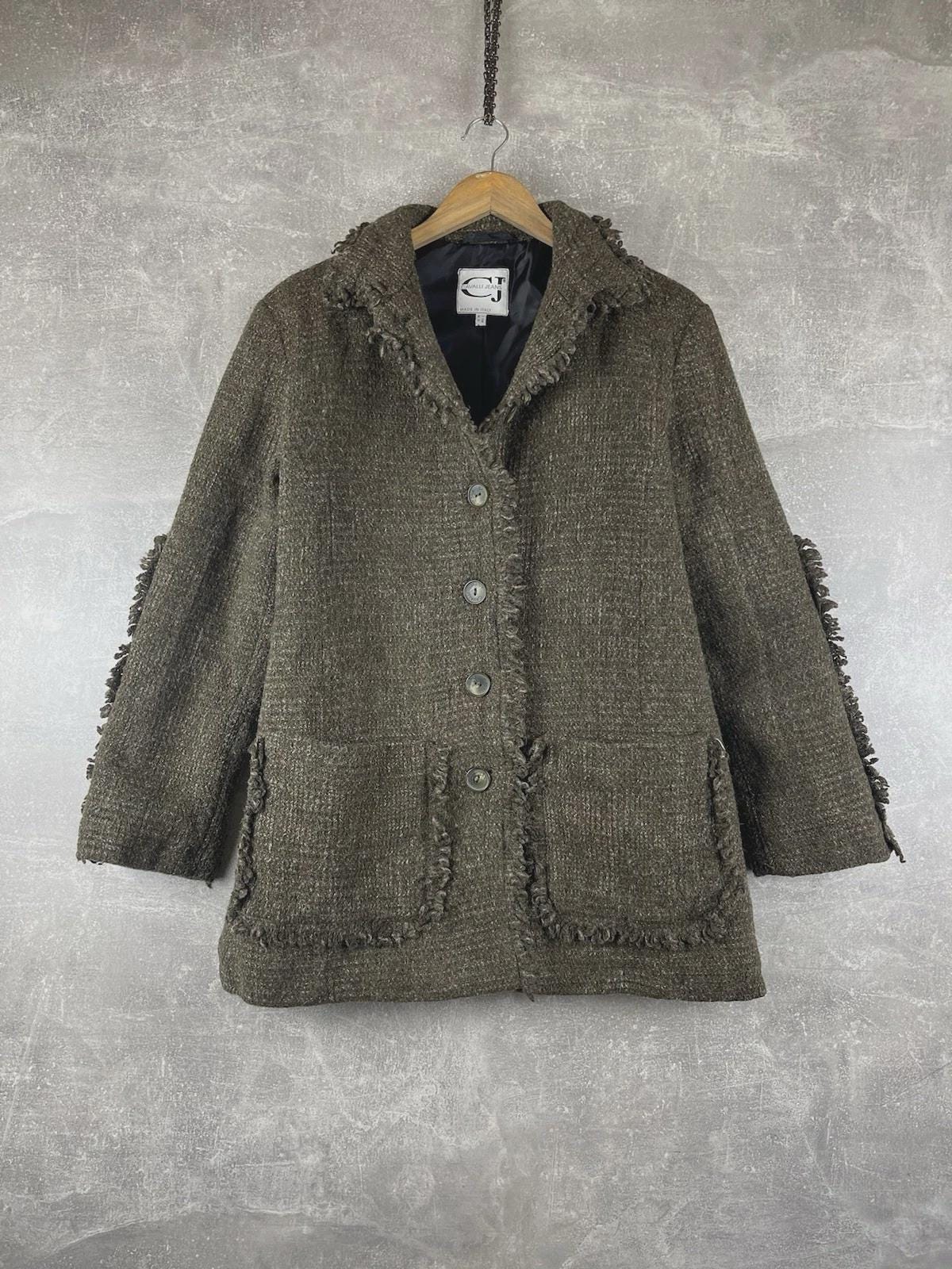 Roberto Cavalli, Roberto Cavalli Vintage 90s Wool Blend Coat Jacket Green Size IT 44 Made in IT