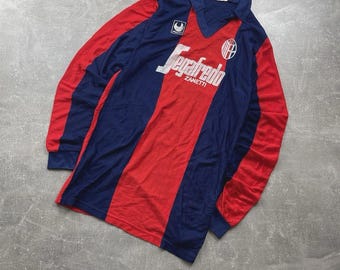 Vintage 1988-89 Bologna FC Uhlsport Football Jersey Shirt Segafredo Italy Sz S
