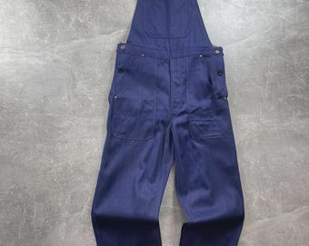 Vintage DeadStock Hermann Qualität German Workwear Bib Overalls Blue Size 48 L