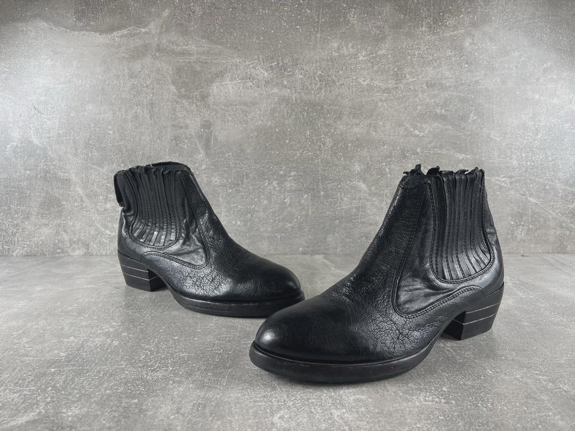 MOMA Avant Garde Chelsea Ankle Boots Black Leather Size EU 38 Made in Italy 2000s, foto 4 de 5