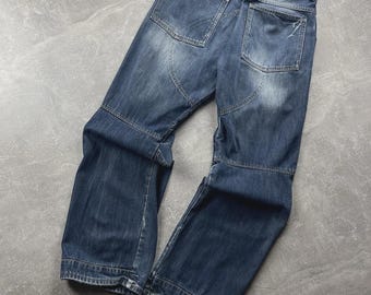 G Star Raw Vintage Biker Y2K Panel Denim Loose Fit Jeans Blue Size 28 x 30
