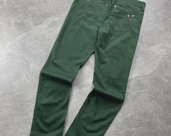 Pantalones cortos de algodón verde Roberto Cavalli Made in Italy, talla 42, década del 2000.
