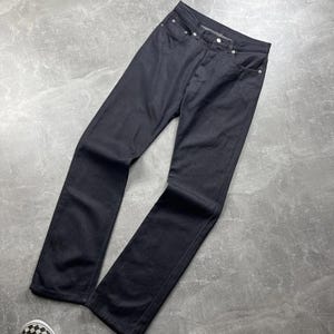 Helmut Lang Archives 00s Gray Raw Silk Denim Straight Jeans