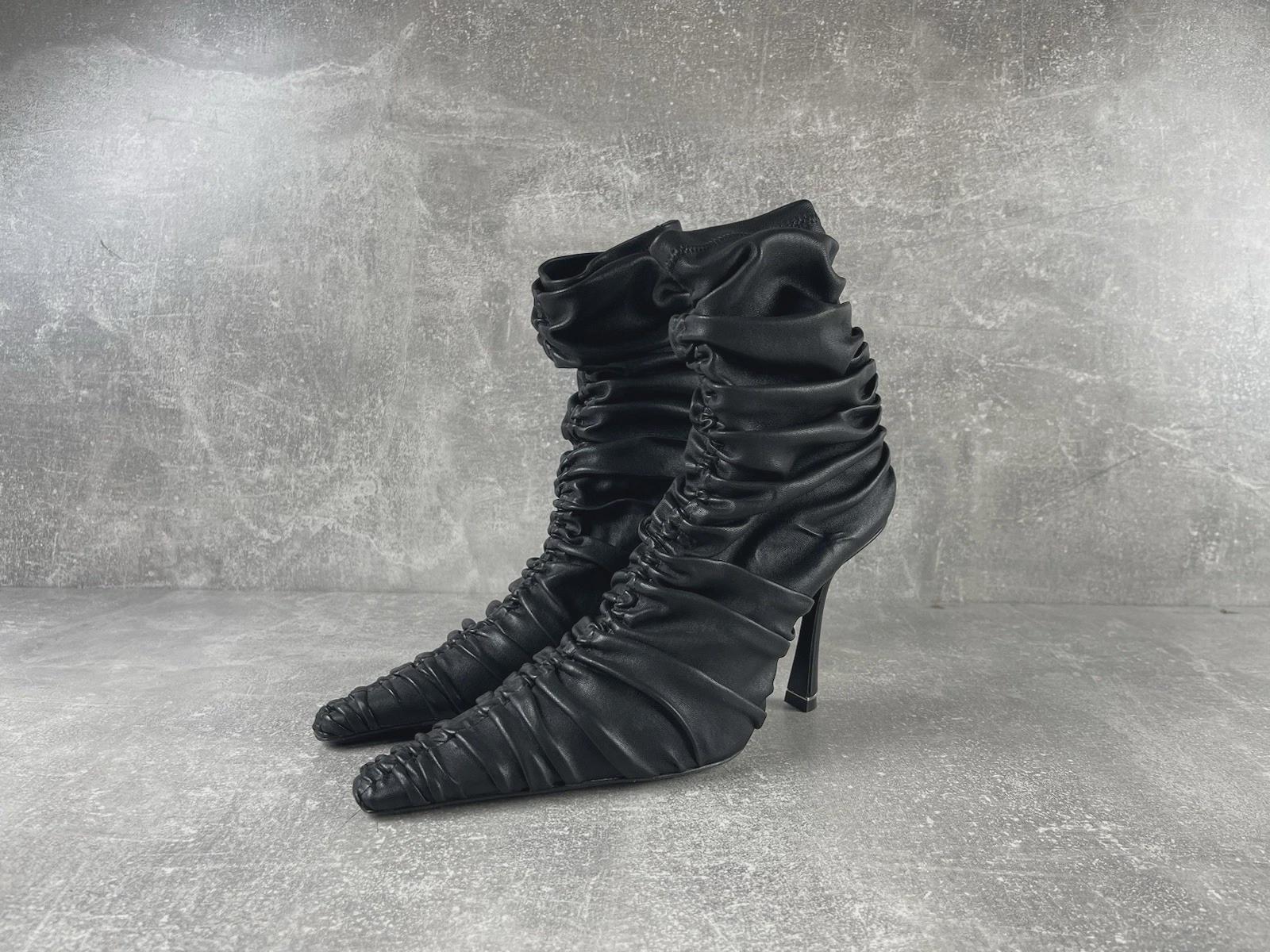 か*い様 archive black leather heel boots Archive Boots - Etsy