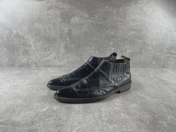 MOMA Vintage Artisan Black Leather Chelsea Ankle Boots Size EU 41 Made in Italy
