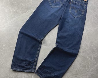 Levi's Strauss-gesp achterkant 902 donkere wassing wijde baggy denim jeans blauw maat 30 34