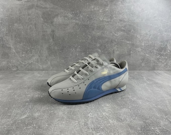 Vintage Puma Sprint Grey Morn / Blue Shadow Retro Track Sneakers Size 45 US 11.5