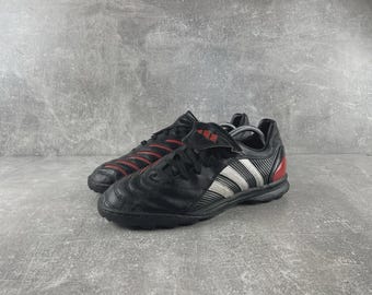 Vintage Y2K Adidas Football Turf Trainer Sneakers Black Red Silver Size US 9
