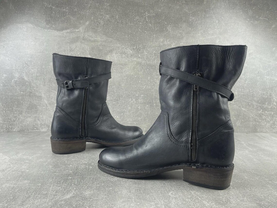 Avant Garde Cuezza Handmade Leather Engineer Boots Black Size EU 39 2000s, foto 2 de 5