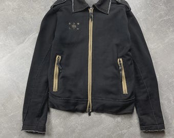 Diesel Archive 2000s Military Faded Inspired Black Zip Regular fit Jacket Size L