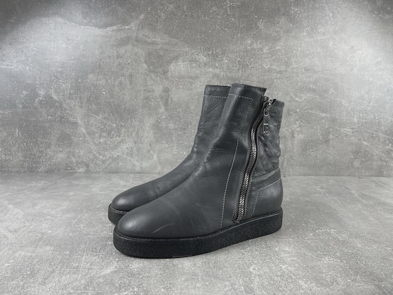 Dirk Bikkembergs, Dirk Bikkembergs Leather Ankle Zip Boots Black EU 37 Made in Italy