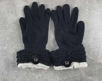 Gants de luxe en laine italienne mélangée Save the Queen Noir
