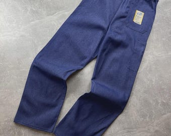 Vintage Lorglas Sanfor werkkleding broek Hydron blauw katoen Sz 52 gemaakt in Duitsland