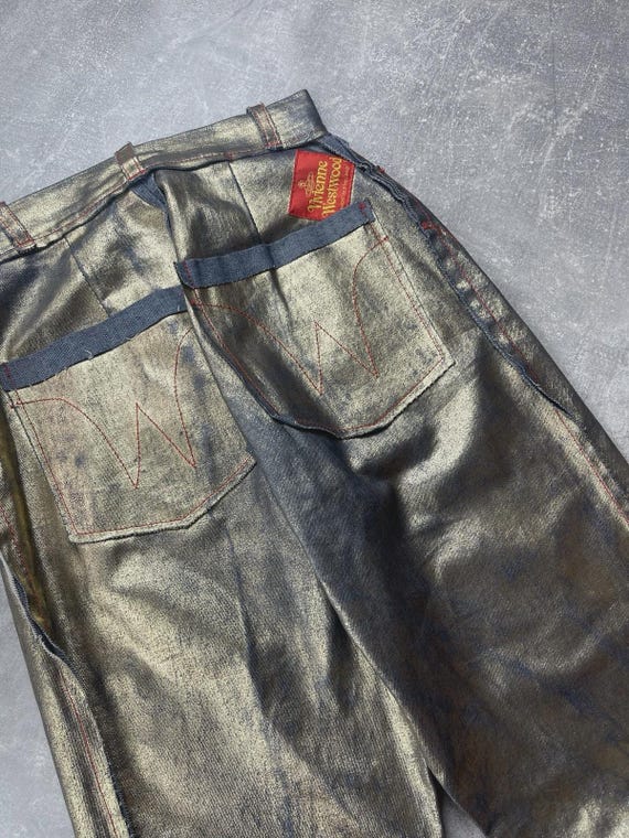 【ヴィヴィアンウエストウッド】ロングボトムス Vivienne Westwood Red Label Gold Foil Jeans Runway 1993 Archives