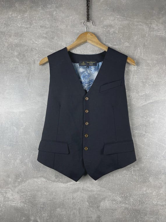 Vivienne Westwood MAN 2000s Wool Waistcoat Vest Black Size 48 Made in Italy