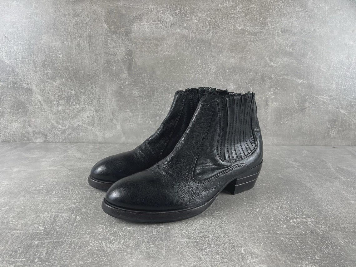 MOMA Avant Garde Chelsea Ankle Boots Black Leather Size EU 38 Made in Italy 2000s, foto 1 de 5