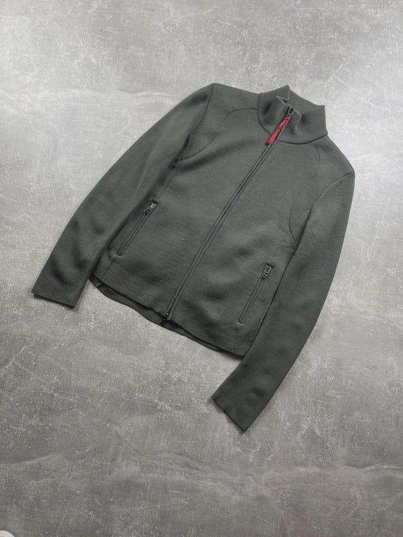 Prada Sport, Prada Sport Archives 00 Linea Rossa Wool Zip Jacket Olive Green Sz 42 Made in IT