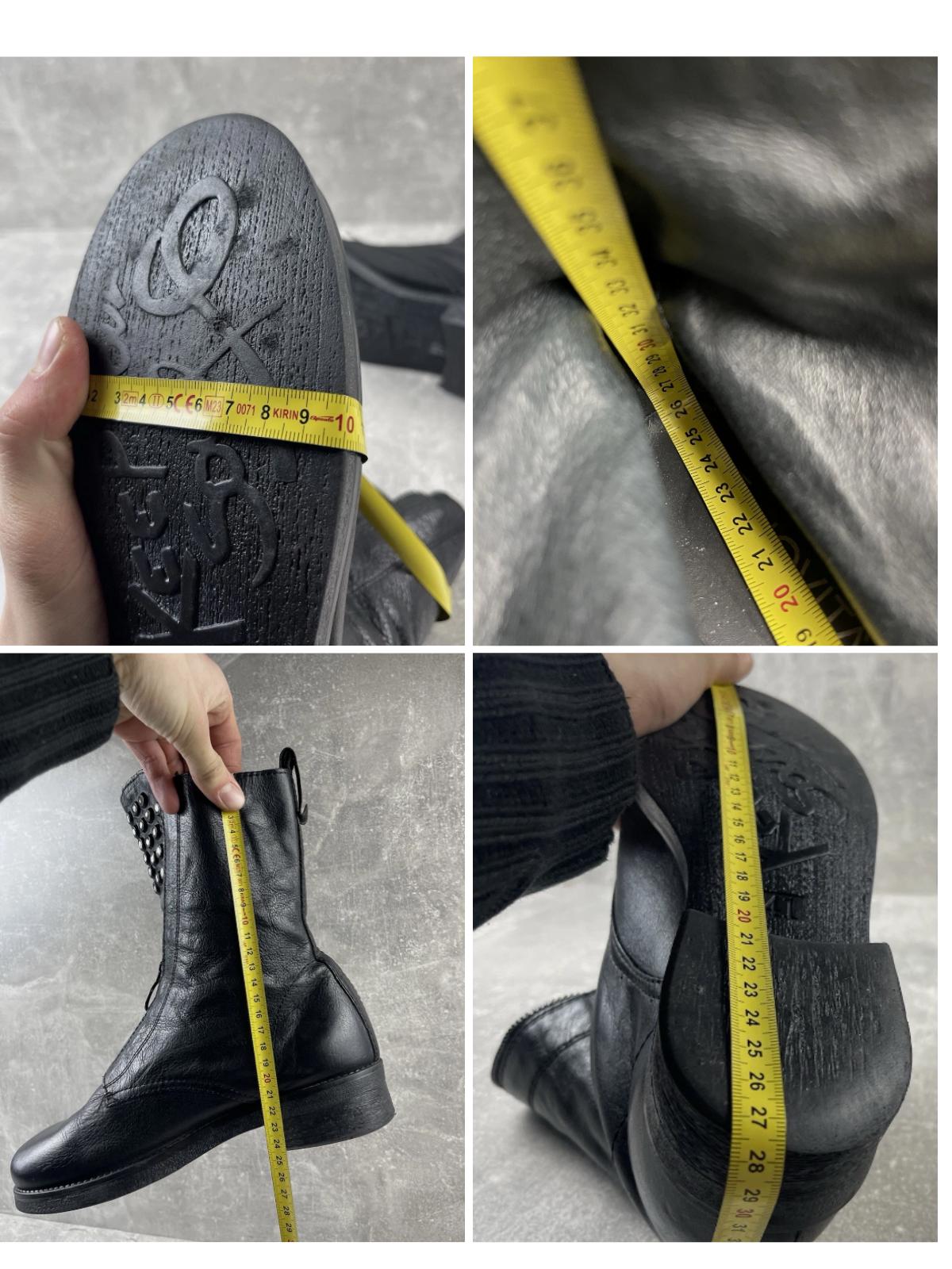 Vintage Black Leather Studded Zipper Boots | Punk Goth Y2K Mid 