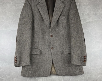 Vintage Barutti Harris Tweed Woll Blazer Braun Herringbone Gr 50 2000er Jahre