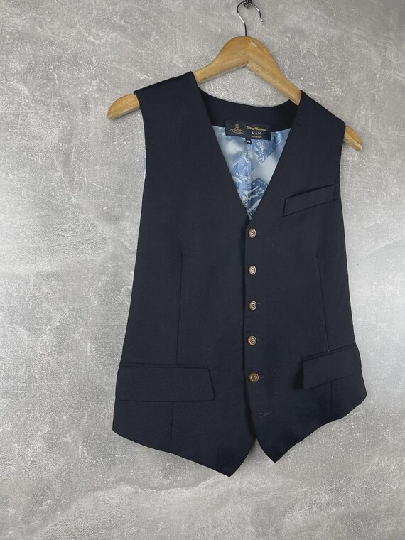 Vivienne Westwood MAN 2000s Wool Waistcoat Vest Black Size 48 Made in Italy View 5