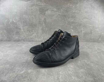 Avant Garde Vintage Svarta Derbystövlar i Läder, Tillverkade i Italien, Storlek EU 41