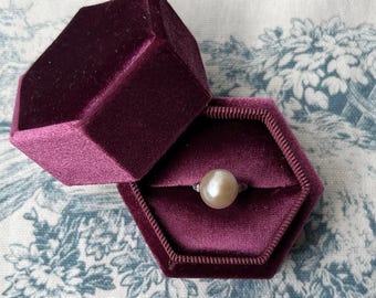 French Art Déco Platinum Ring Set with a Lovely Cultured Pearl and Rose Cut Diamonds