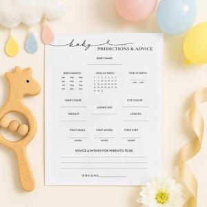 Prédictions et conseils pour bébé neutres en matière de genre, jeu de baby shower imprimable, activité de baby shower neutre en matière de genre, jeu d'arrosage pour bébé