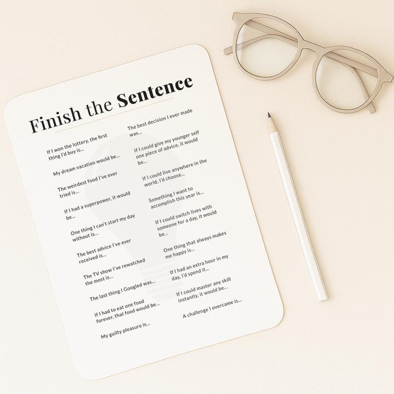 Finish the Sentence Game Team Building Icebreaker (PDF Printable) Etsy
